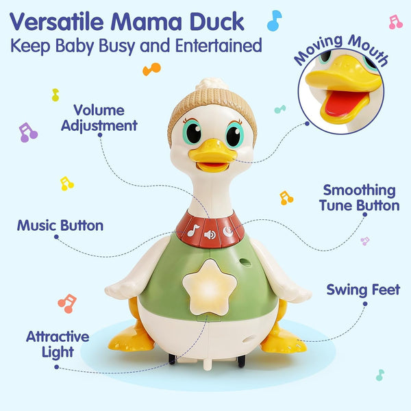 Hola Baby Toys 6-12 Months Musical Dancing Duck Toy Set with Mama and Baby