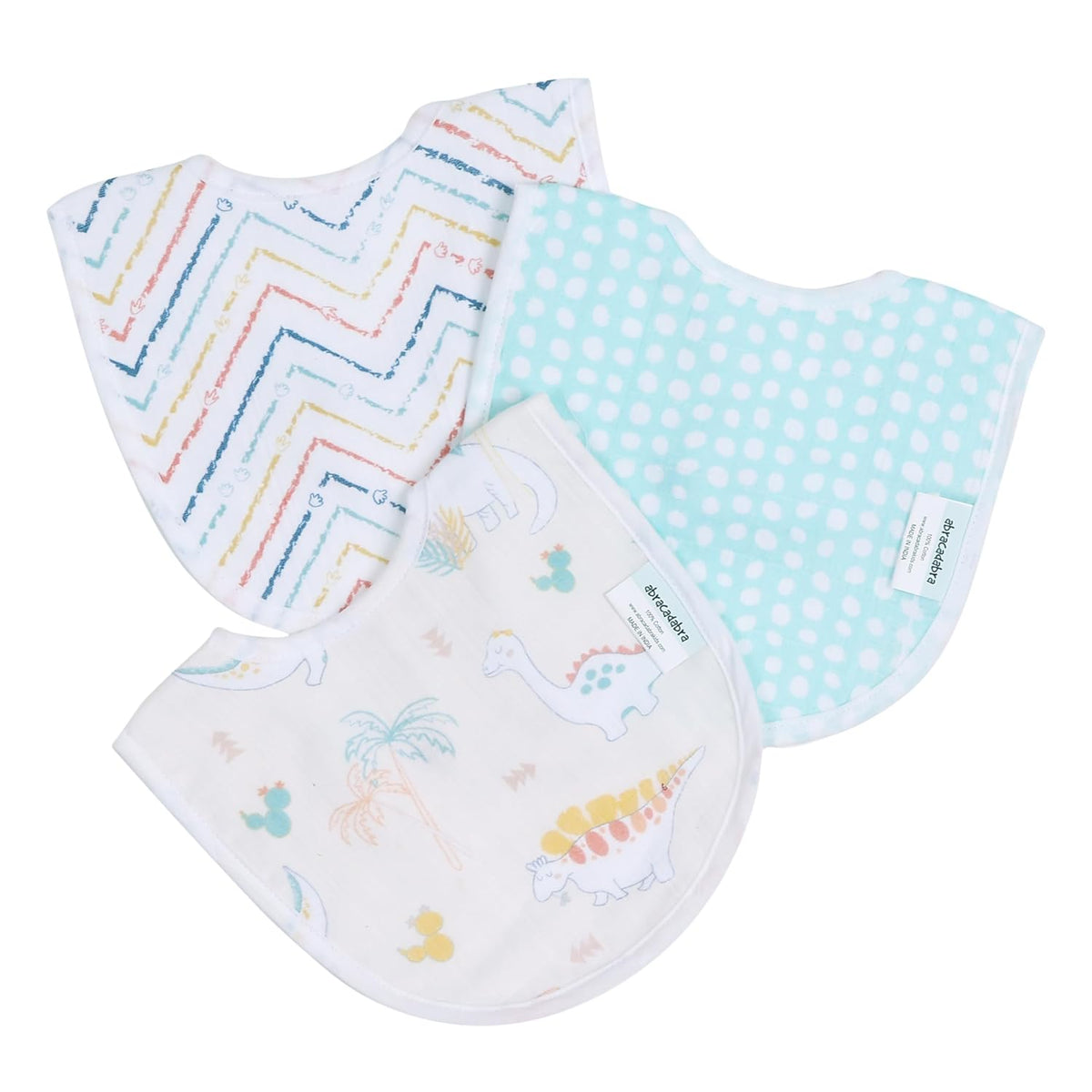 Abracadabra Muslin Bibs Set of 3 29 × 20 cm D for Dino Multicolour