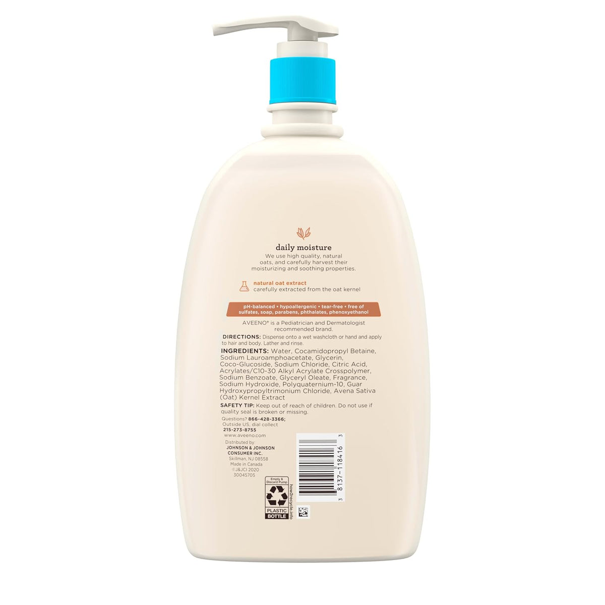 Aveeno Baby Daily Moisture Wash & Shampoo 976 ml – Pump