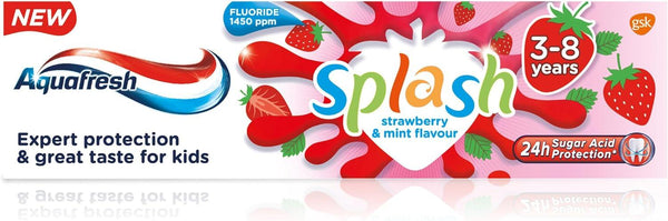 Aquafresh Kids Splash Toothpaste 3–8 Years – Strawberry, 75 ml