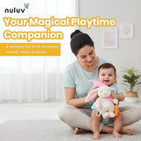 Nuluv Soft Bunny Ring Rattle Toy for Baby with Mirror & Crinkle, Early Development Sensory Toy