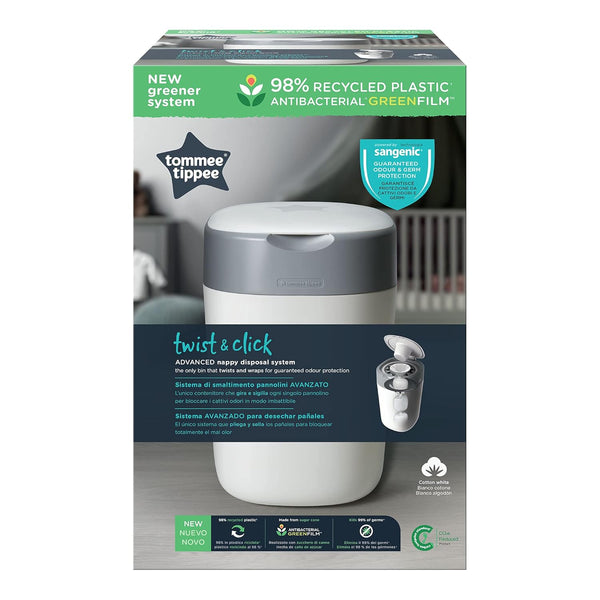 Tommee Tippee Twist and Click Advanced Nappy Disposal Sangenic Tec Bin - White