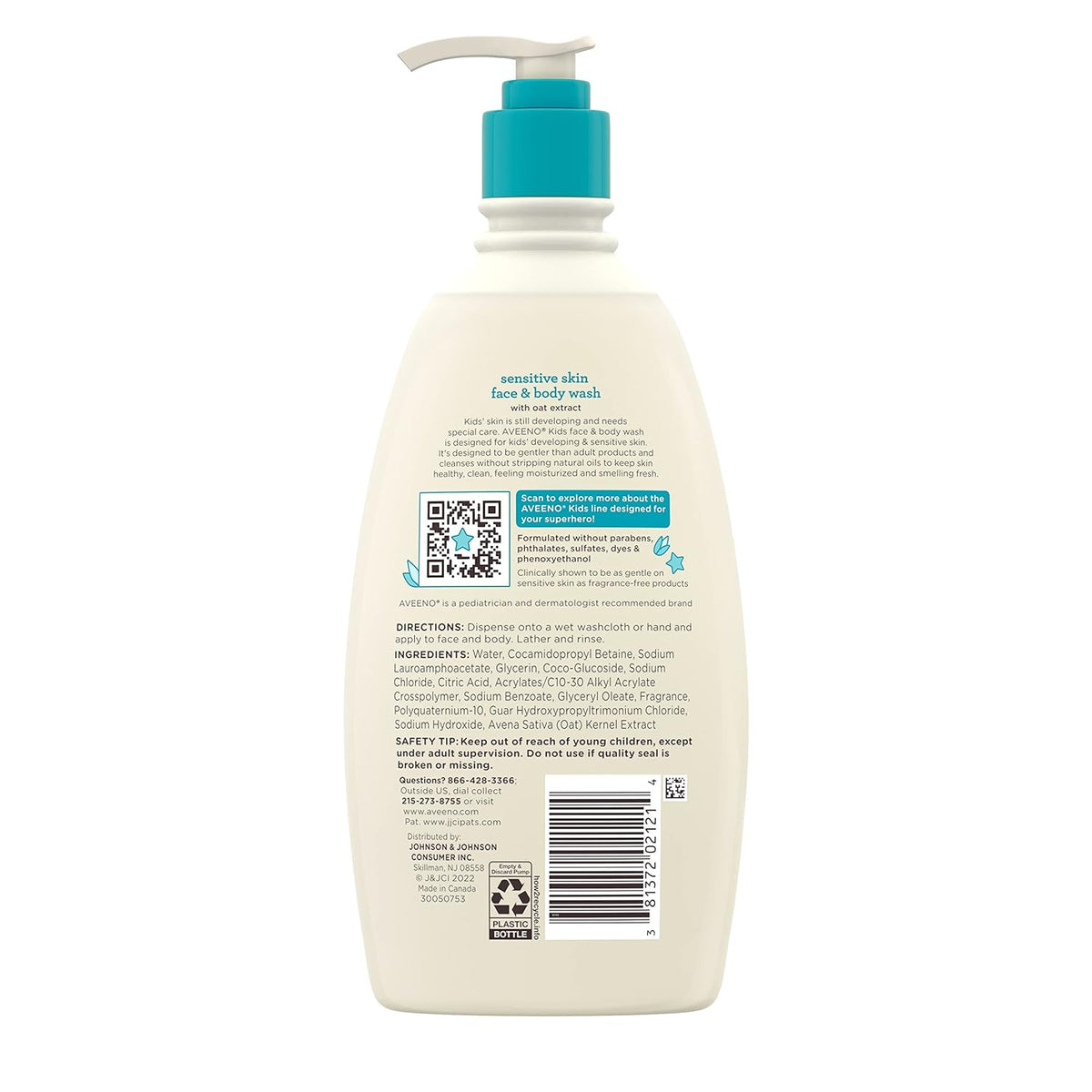 Aveeno Kids Sensitive Skin Face & Body Wash With Oat Extract - 532Ml