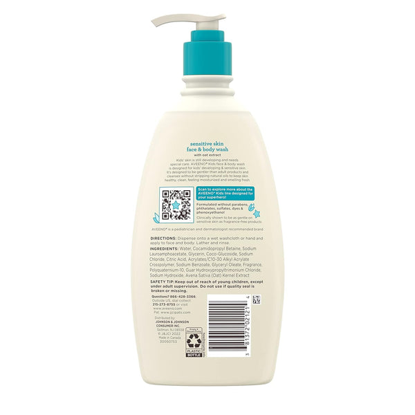 Aveeno Kids Sensitive Skin Face & Body Wash With Oat Extract - 532Ml