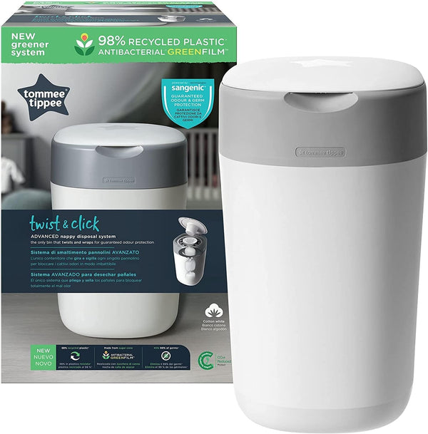 Tommee Tippee Twist and Click Advanced Nappy Disposal Sangenic Tec Bin - White