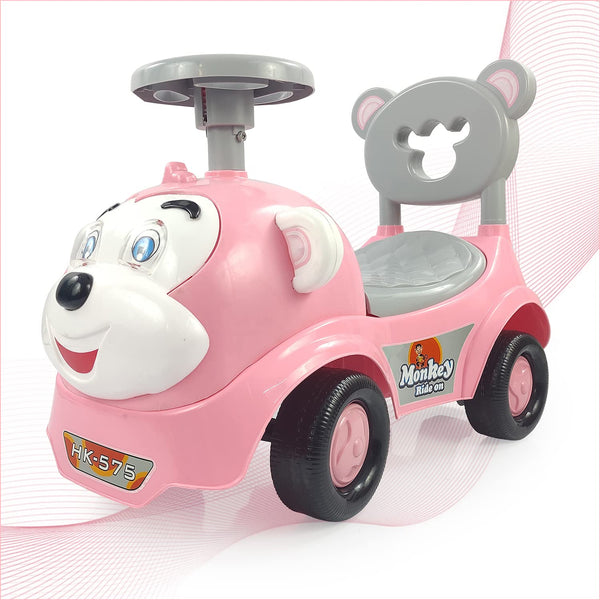 Dash Monkey Ride On for Kids (1 Years Plus) Push Car for Baby with Backrest and Under Seat Storage Utility Box for Toys