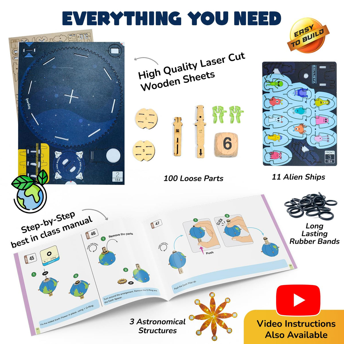 Smartivity Earth Sun Moon DIY Space Shooters STEM Science Kit 8Y+