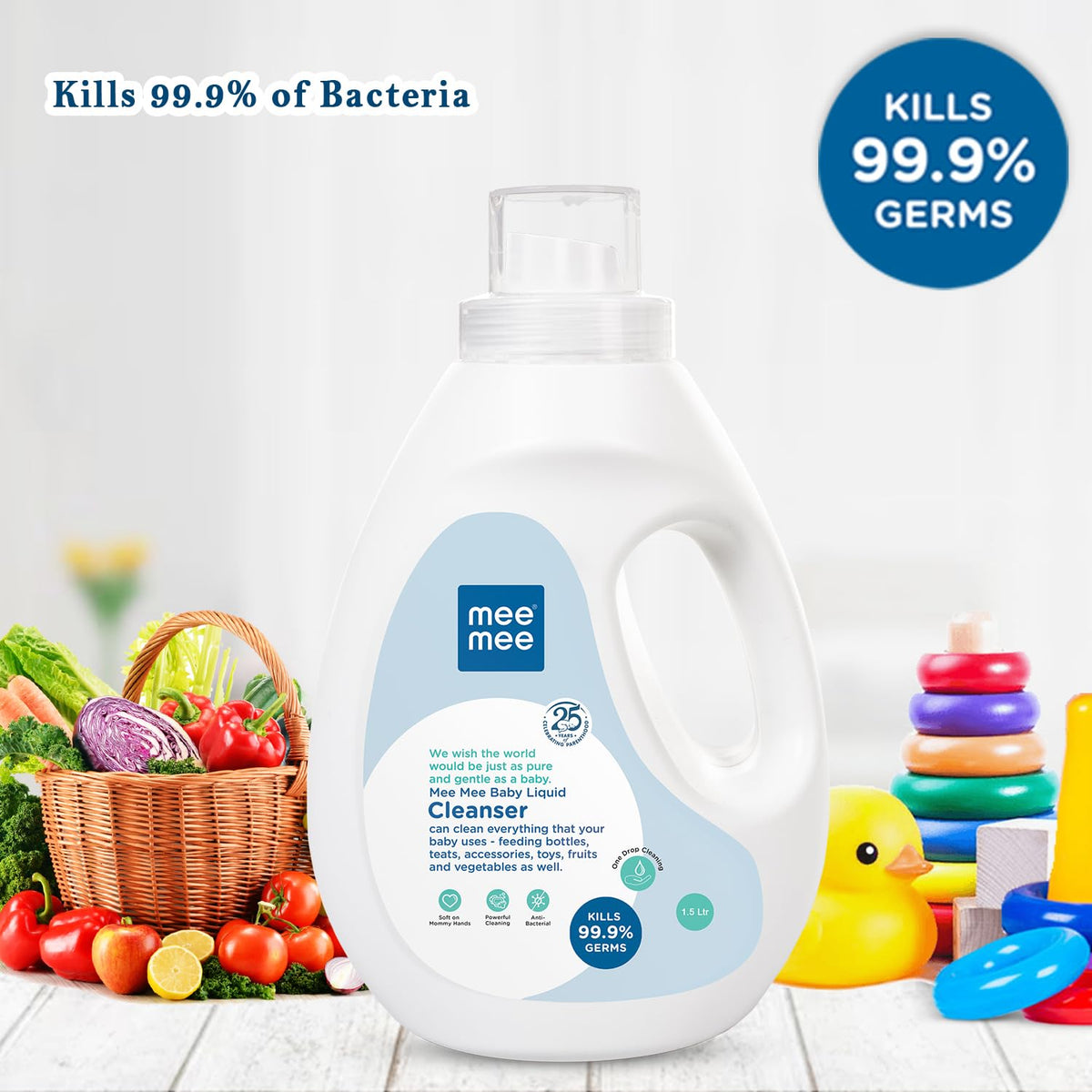 Mee Mee Baby Accessories & Vegetable Liquid Cleanser 1500 ml – Clear