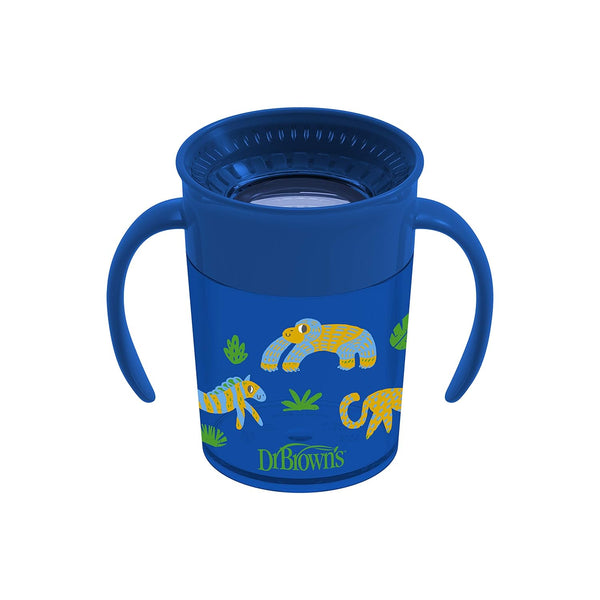Dr Browns Smooth Wall Cheers 360 Cup With Handle 200mL - Blue Deco