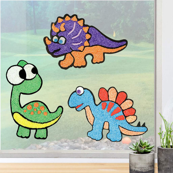 Imagimake Fleximos Dinos Pals DIY Window Art – Dotz Multi-Colour Air Dry Clay Art Playset