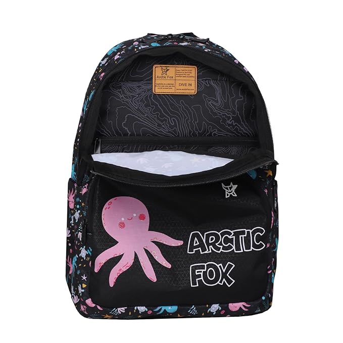 Arctic Fox Wink Octopus Kids School Backpack 21L – Black