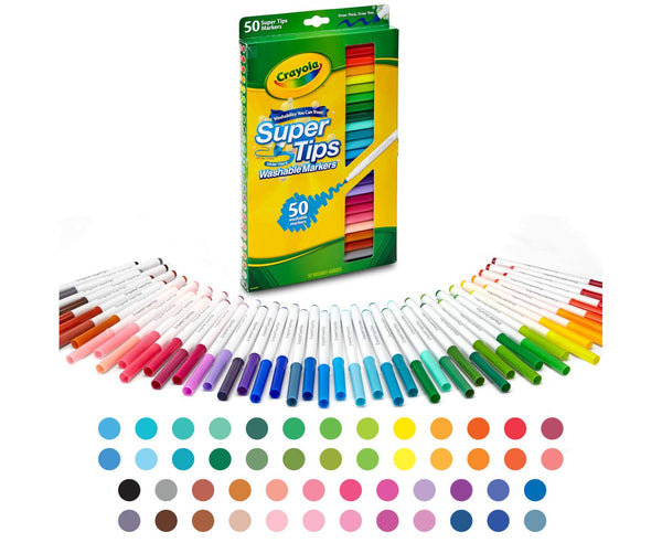 Crayola Fine Washable Super Tips with Silly Scents Markers, 50 Count
