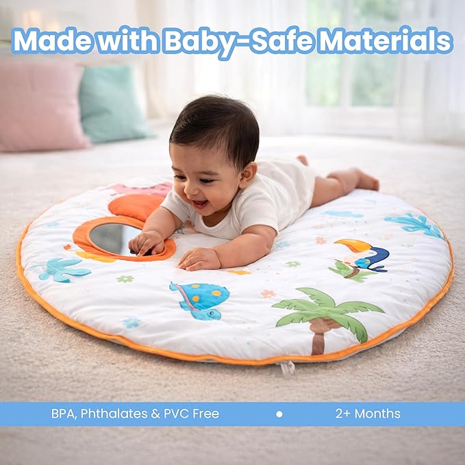 Jungle Jamboree Activity Playmat for Baby with Mirror, Crinkle & Squeaker 2+ Months