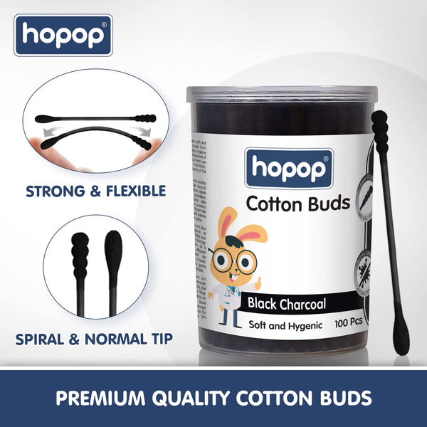 Hopop Charcoal Cotton Buds - Pack Of 1