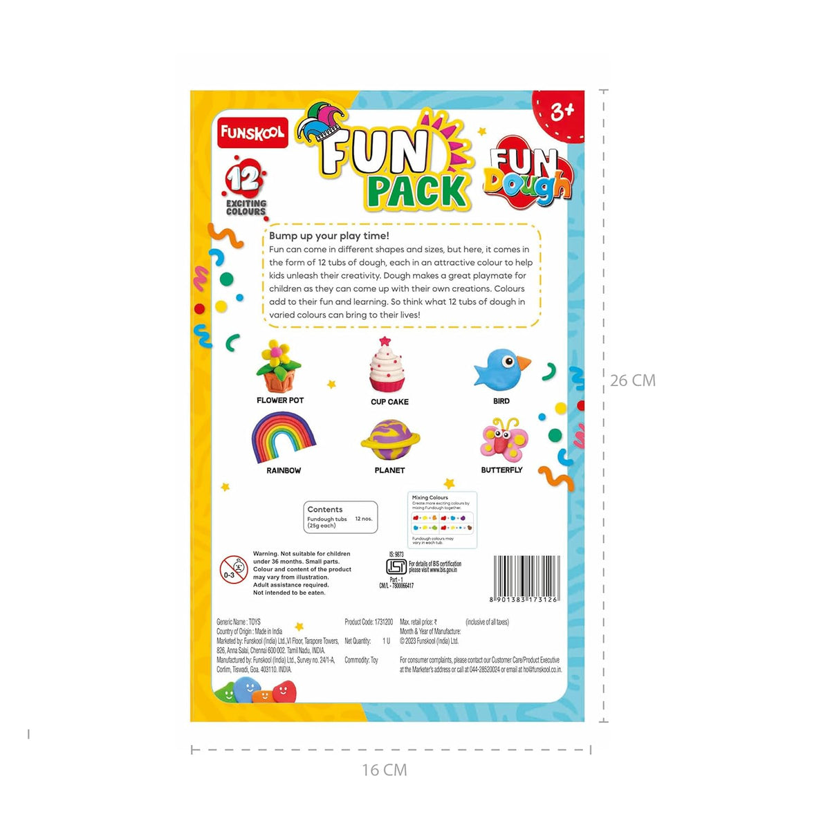 Dough Set Funskool Fundough Fun Pack 12 Tubs – Multicolour