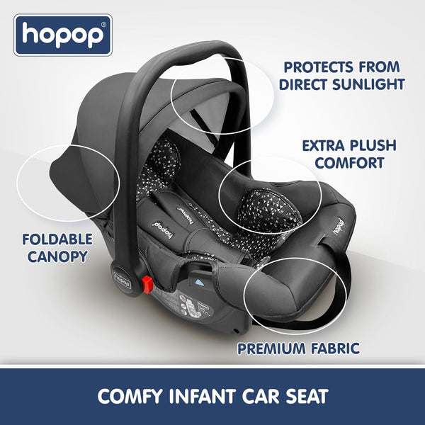 Hopop Carry Cot Cum Car Seat - Grey
