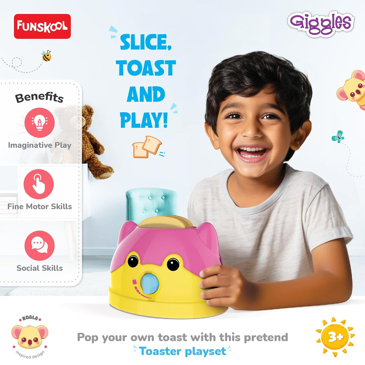 Giggles Happy Lil Home Pretend Play Toaster 3Y+ β Multicolor