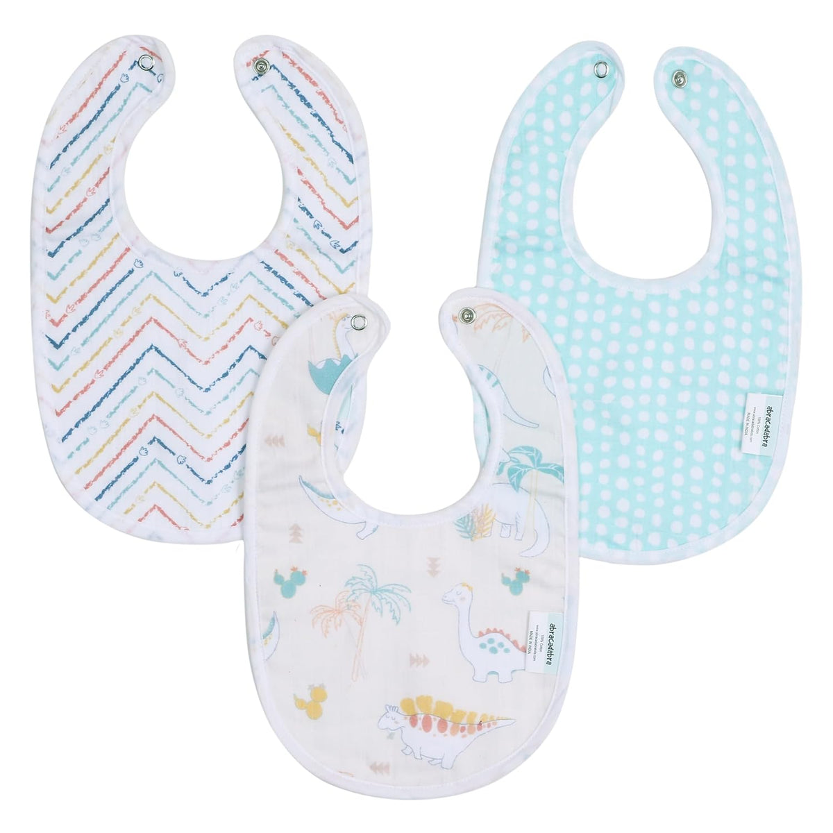 Abracadabra Muslin Bibs Set of 3 29 × 20 cm D for Dino Multicolour
