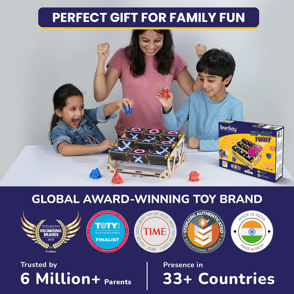 Smartivity Tic Tac Twist DIY Wooden STEM Strategy Board Game 6Y+