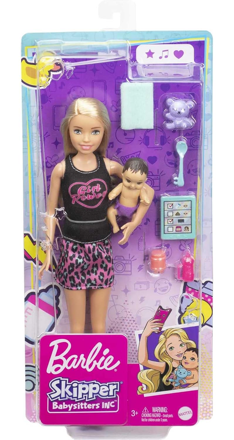 Barbie Skipper Babysitters Doll & Baby Playset with Accessories – Assorted