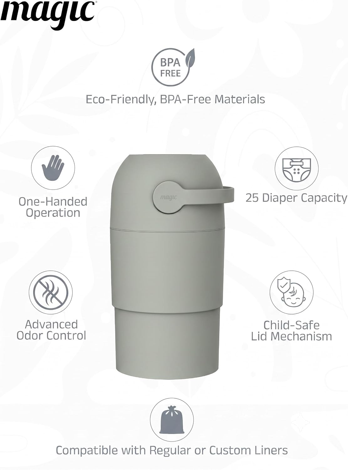 Magic Thoth M Diaper Pail 45 × 24 cm Lichen