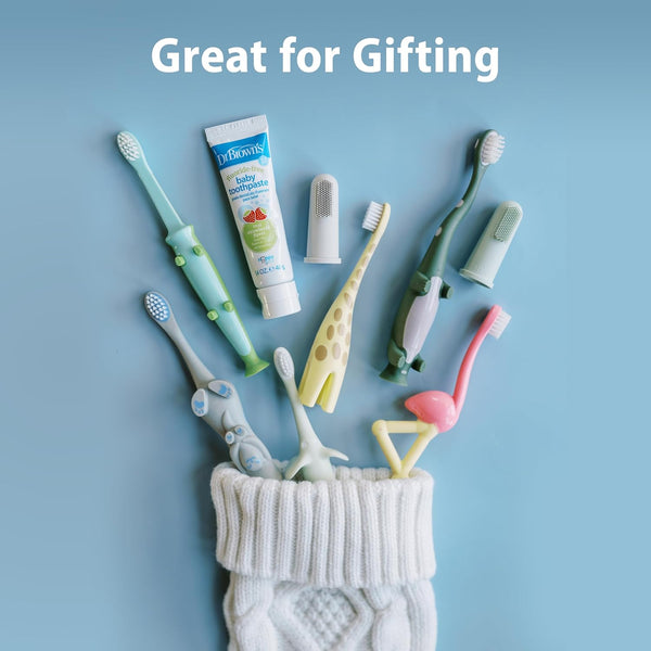 Dr Browns Silicone Finger Toothbrush with case Gray and Light Green Pack Of 2