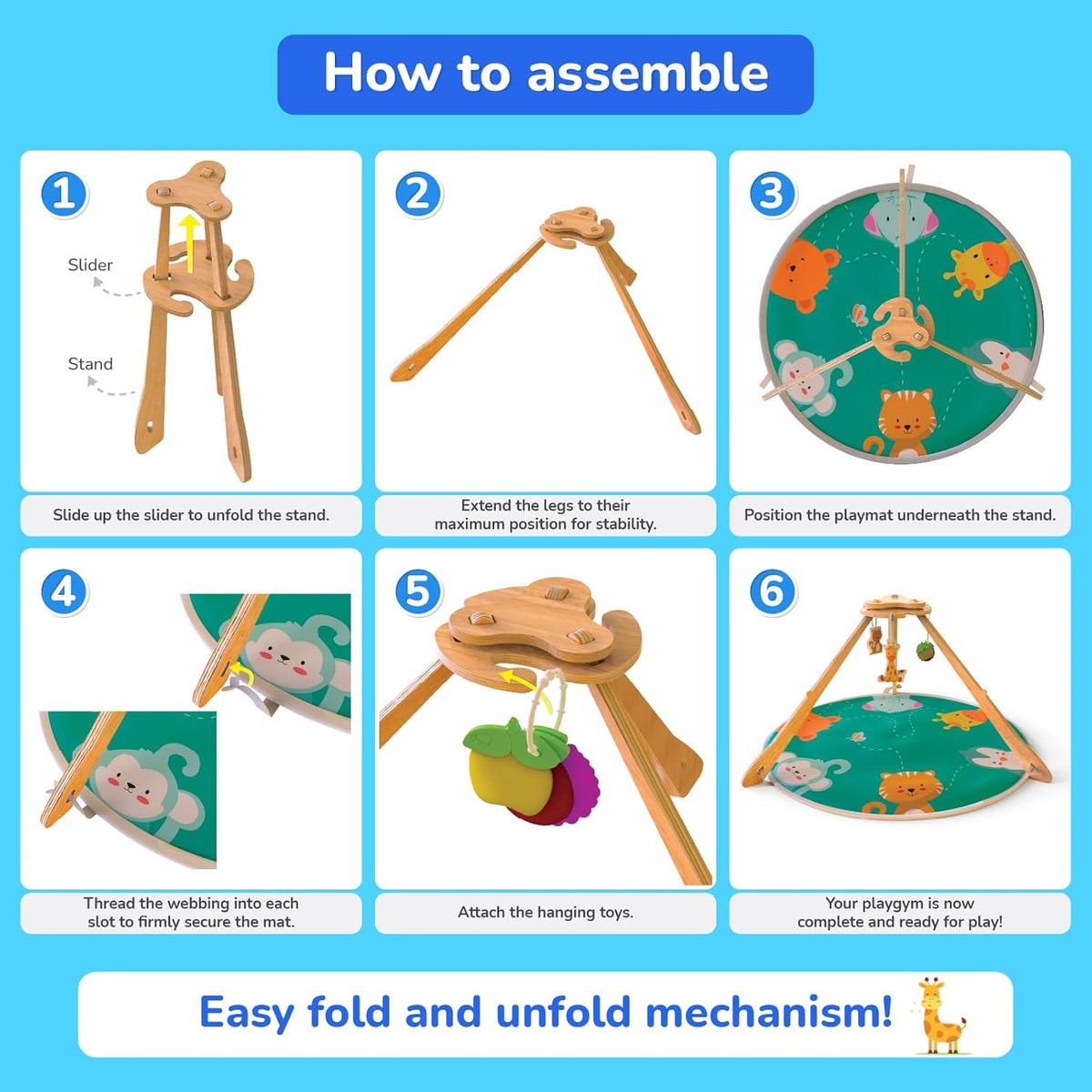 Giggles Wooden Wonderland Baby Play Gym 2M+ – Natural Wood