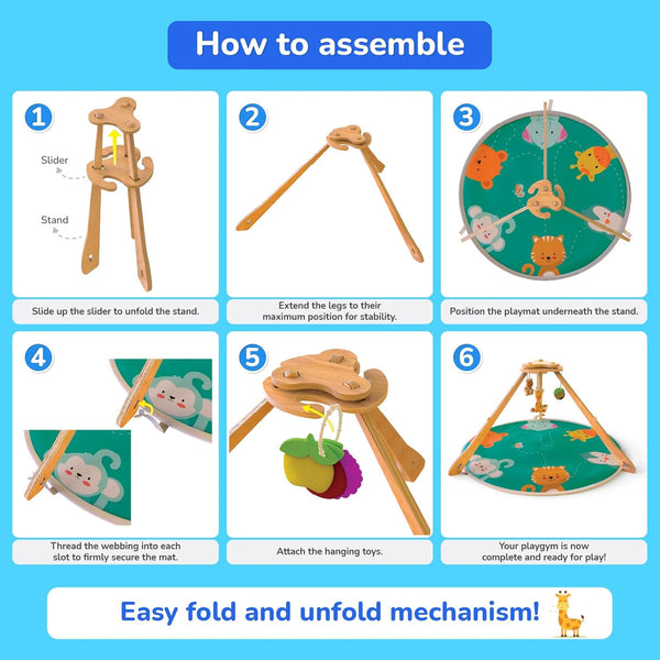 Giggles Wooden Wonderland Baby Play Gym 2M+ – Natural Wood