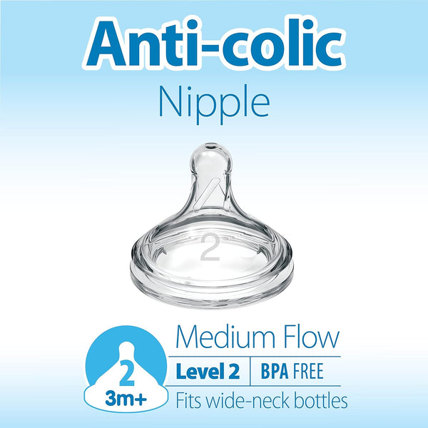 Dr. Brown's Level 2 Natural Silicone Nipple Wide Neck Pack OF 6
