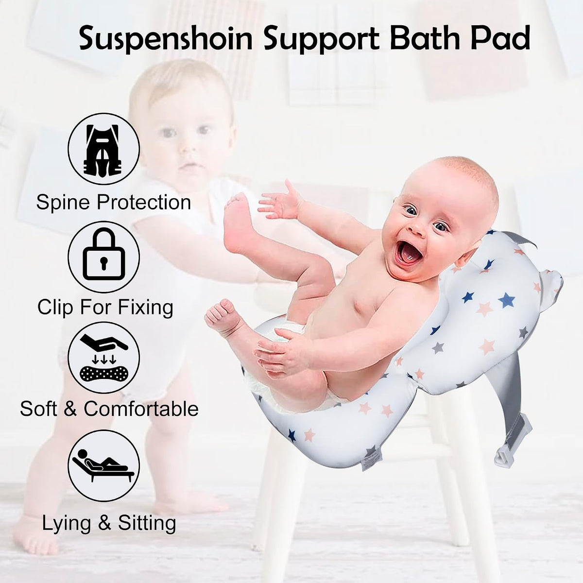 Nuluv Collapsible Baby Bath Tub with Cushion & Temperature Display Blue