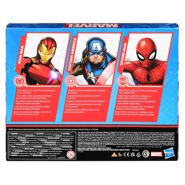 Marvel 6-Inch 3 Pack Set Including Iron Man, Captain America, and Spider-Man Action Super Hero Toys