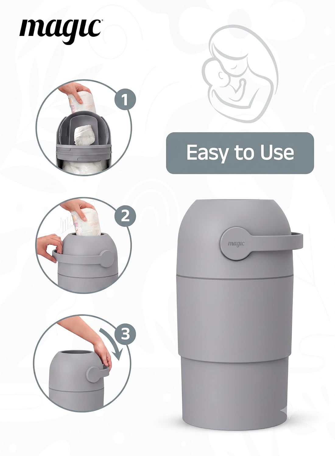 Magic Thoth M Diaper Pail 45 × 24 cm Concrete