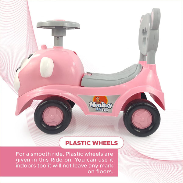 Dash Monkey Ride On for Kids (1 Years Plus) Push Car for Baby with Backrest and Under Seat Storage Utility Box for Toys