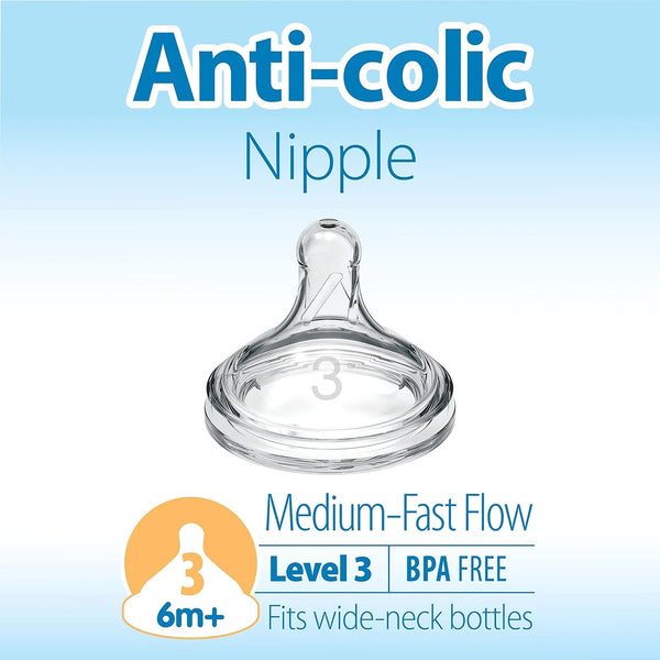 Dr. Brown's Level 3 Natural Silicone Nipple Wide Neck Pack OF 6