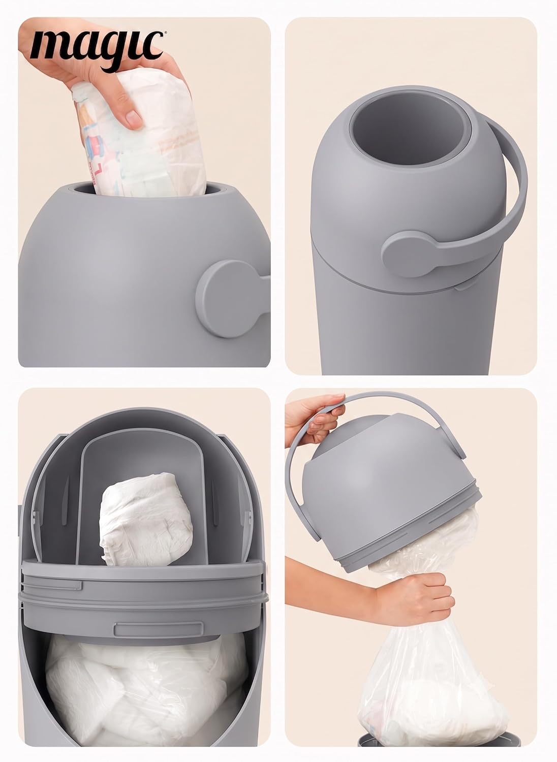 Magic Thoth M Diaper Pail 45 × 24 cm Concrete