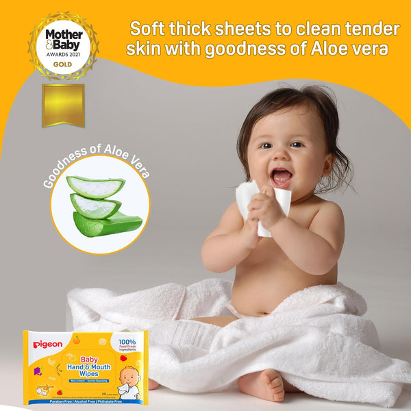 Pigeon Baby Hand And Mouth Wipes (20 Sheets) - Pack Of 1