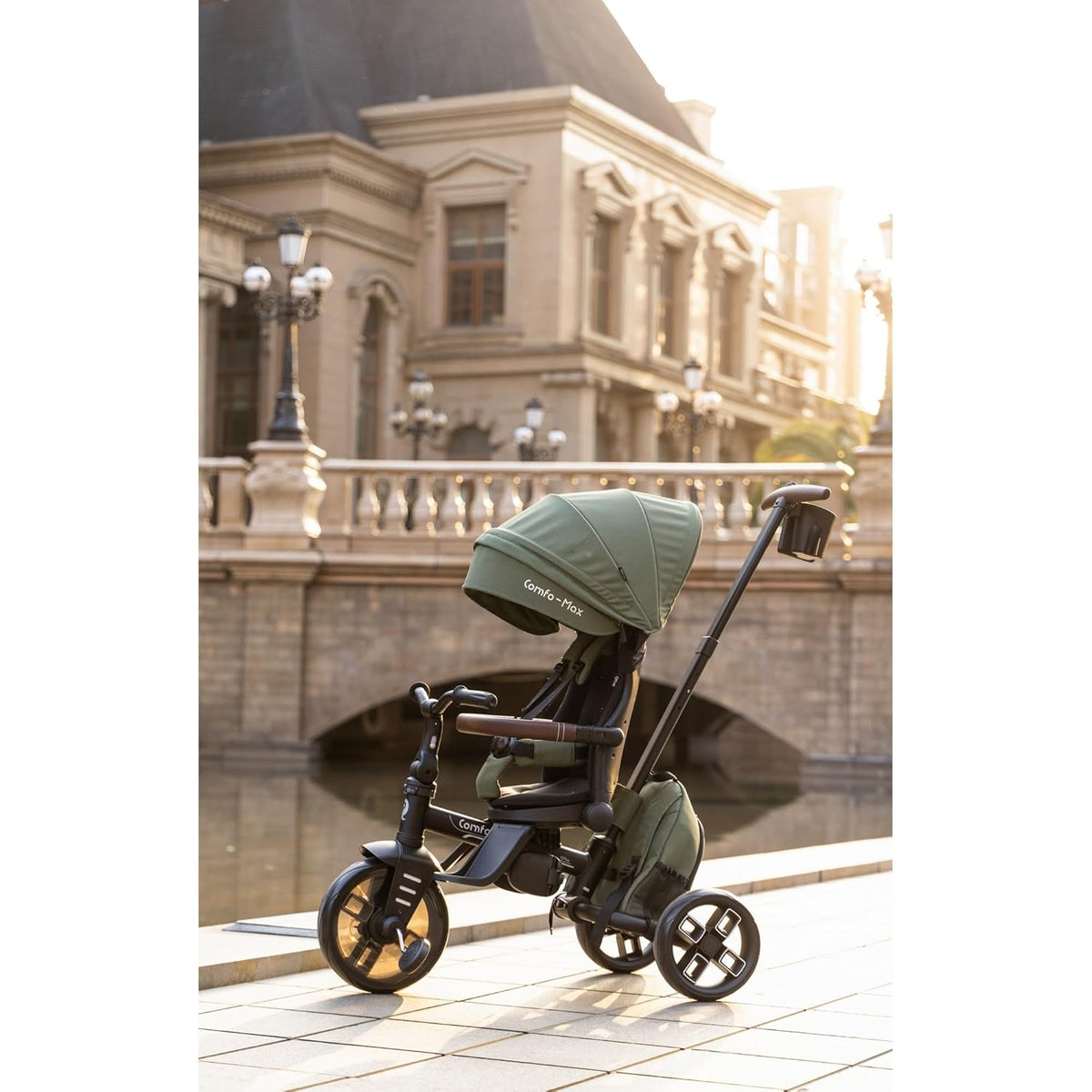QPlay Comfo Max 8-in-1 Foldable Tricycle 10 Months-6 Years Olive Green
