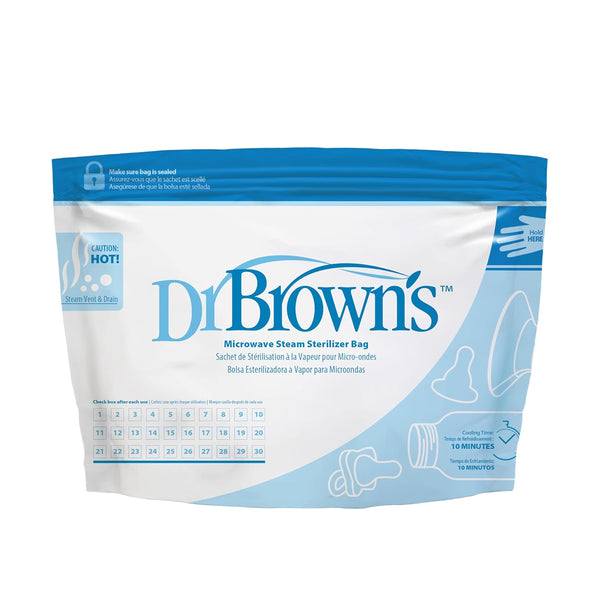Dr. Brown's Microwave Steam Sterilizer 5 Reusable Begs 30 Uses Per Beg