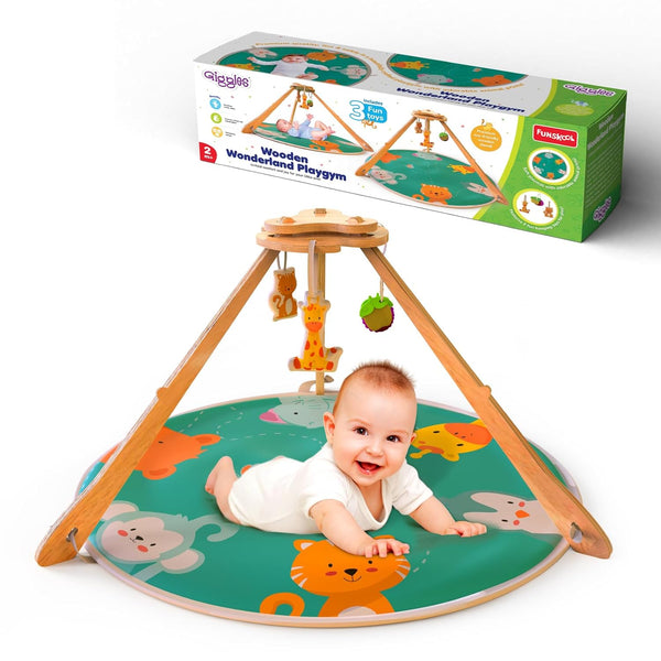 Giggles Wooden Wonderland Baby Play Gym 2M+ – Natural Wood