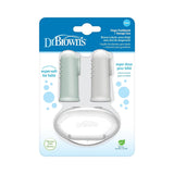 Dr. Brown’s Silicone Finger Toothbrush with Case Pack of 2 Gray & Light Green