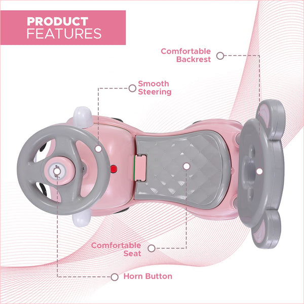 Dash Monkey Ride On for Kids (1 Years Plus) Push Car for Baby with Backrest and Under Seat Storage Utility Box for Toys