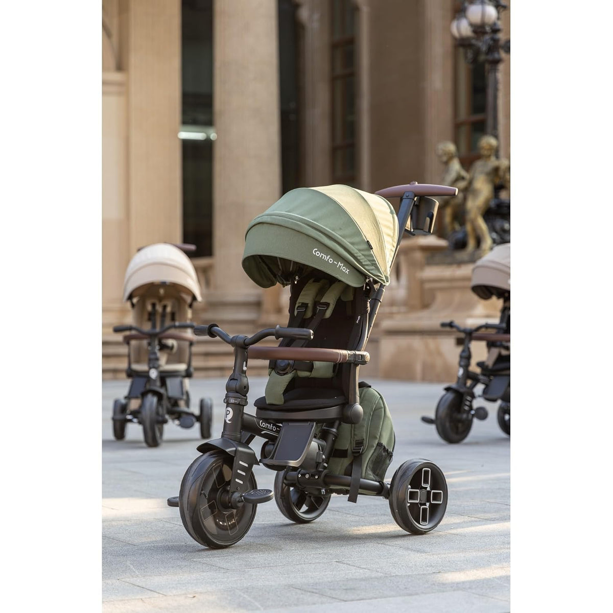 QPlay Comfo Max 8-in-1 Foldable Tricycle 10 Months-6 Years Olive Green