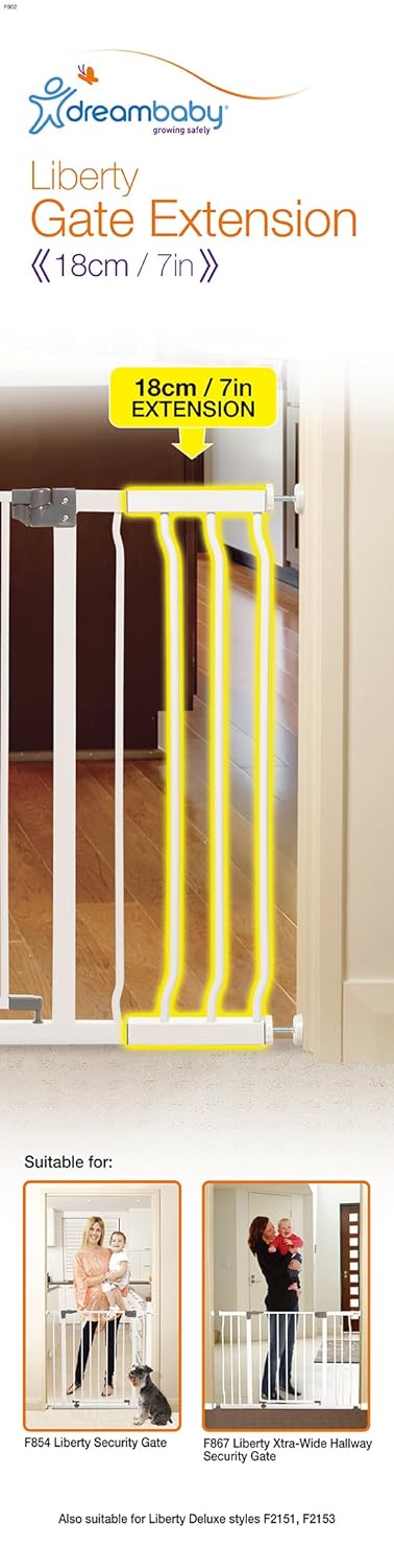 Dreambaby Extension Used with Liberty Security & Xtra Wide Hallway Gate, 18 cm (7 inches), White