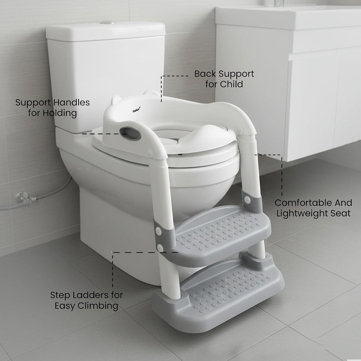 Nuluv Baby Potty Training Seat with Step Ladder Adjustable Size