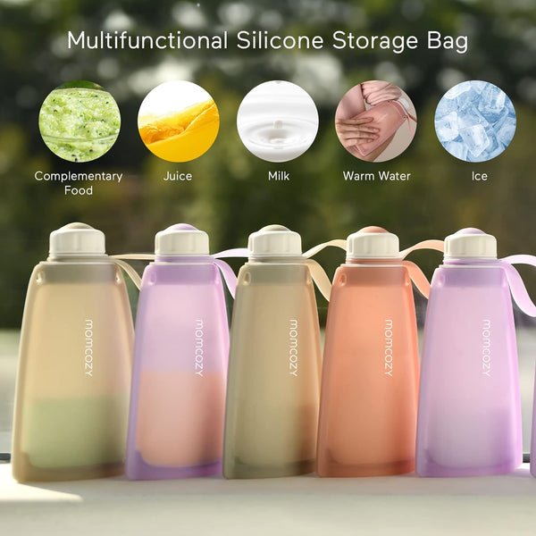 Momcozy Silicone Breastmilk Storage Bags - 260 ml - Pack of 5