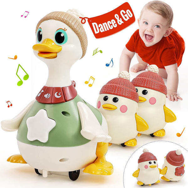 Hola Baby Toys 6-12 Months Musical Dancing Duck Toy Set with Mama and Baby