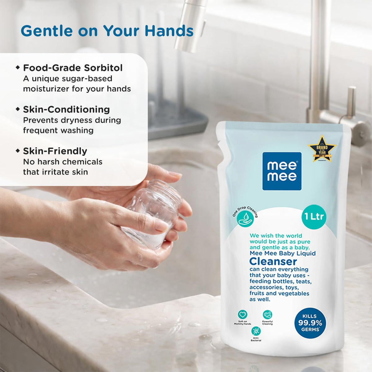 Baby Liquid Cleanser Mee Mee Anti-Bacterial Refill Pack 1 Ltr
