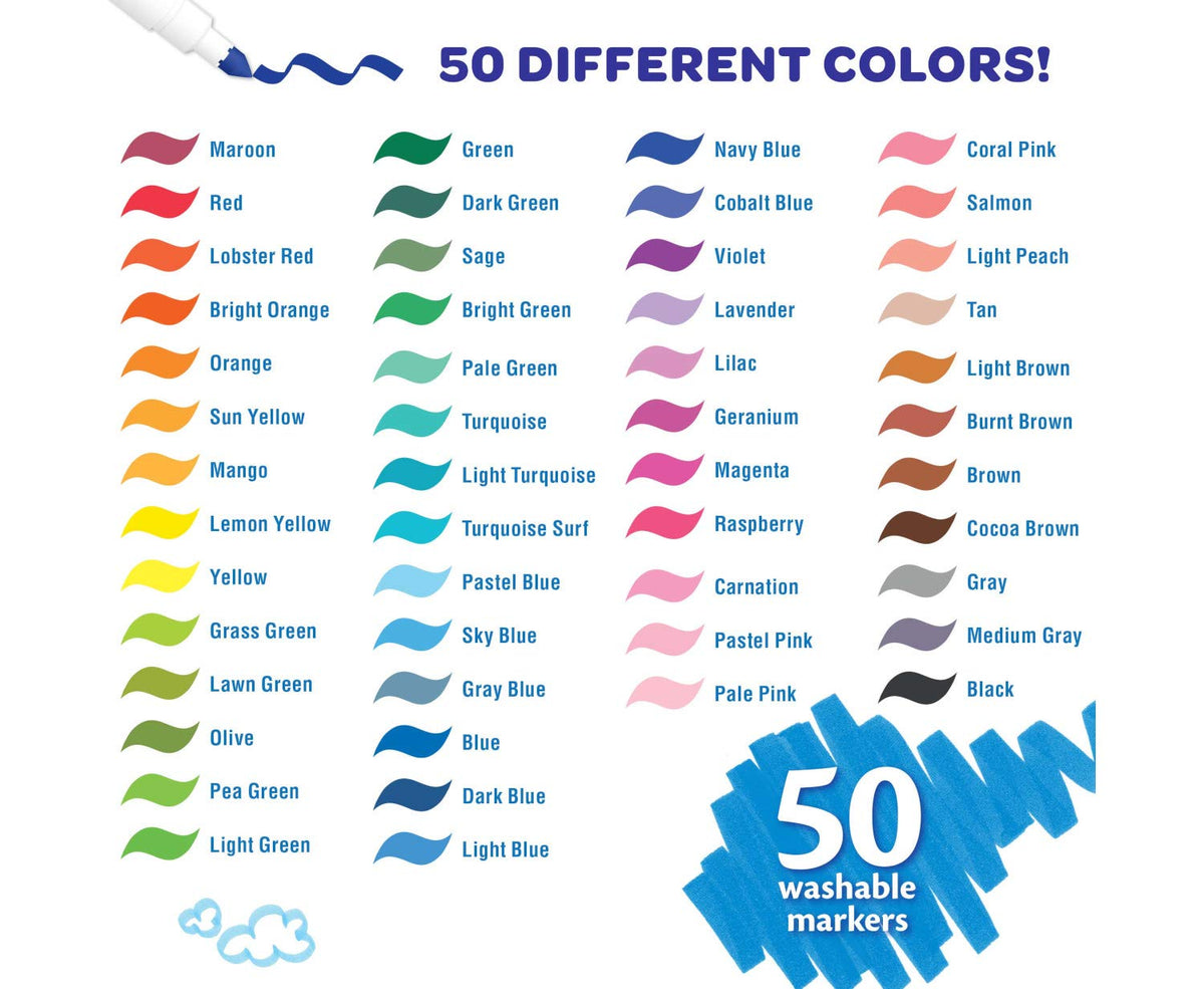 Crayola Fine Washable Super Tips with Silly Scents Markers, 50 Count