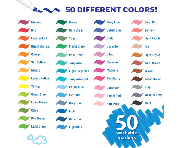 Crayola Fine Washable Super Tips with Silly Scents Markers, 50 Count