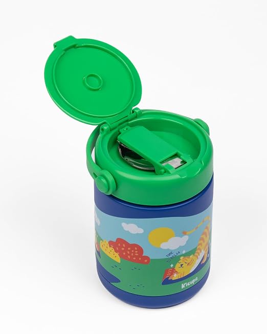 Kicups Joyful Jar Stainless Steel Insulated Food Jar 488 ml Green